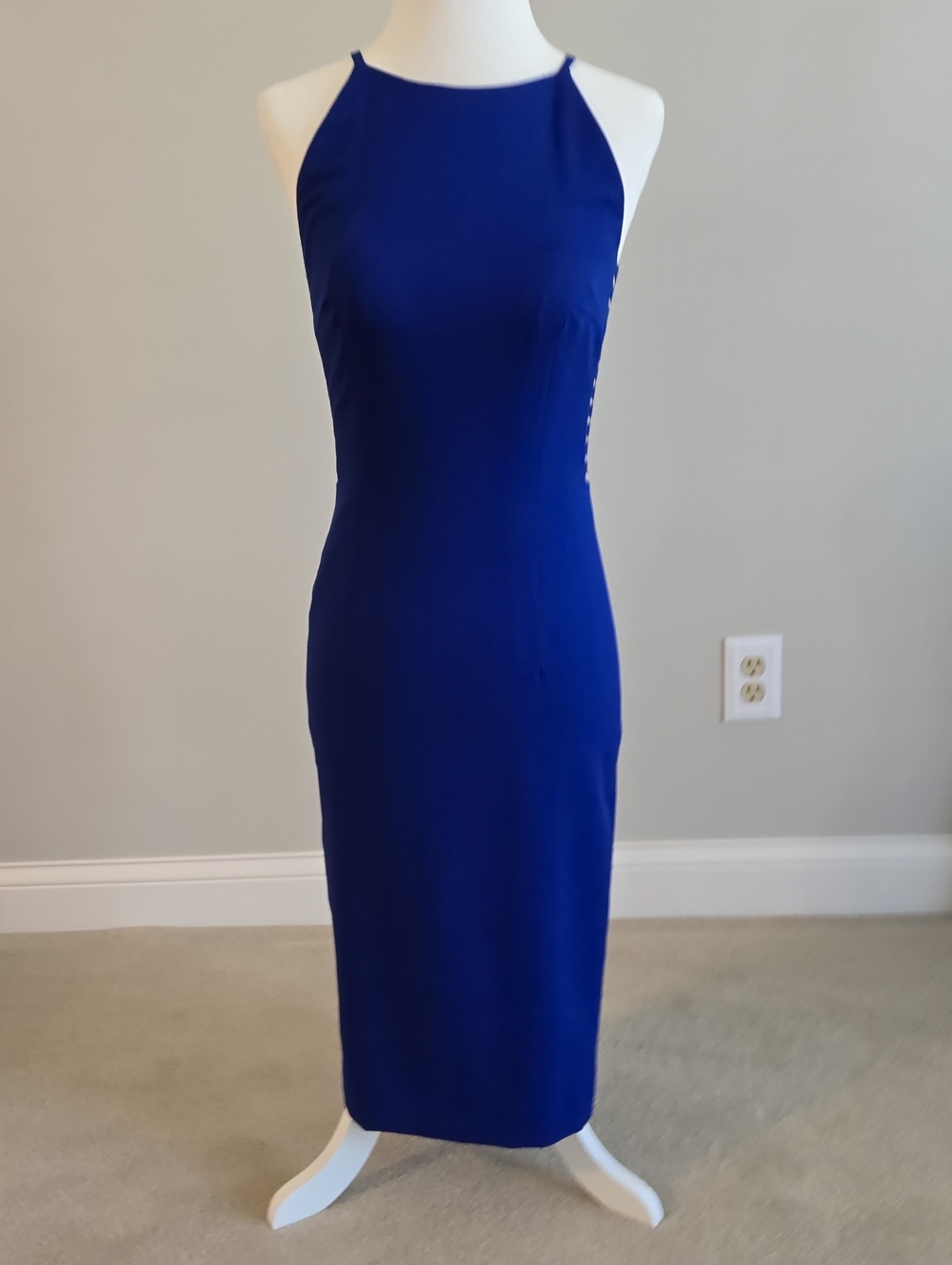 ANTONIO MELANI Royal Blue Halter Midi Dress